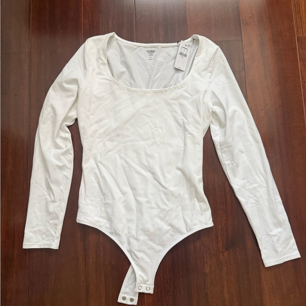 Express White Scoop Neck Bodysuit
